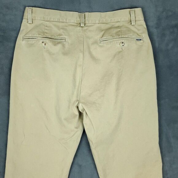 Polo Ralph Lauren Pants Mens 32x28 Classic Fit Chino Flat Front Beige Khaki - Picture 14 of 16